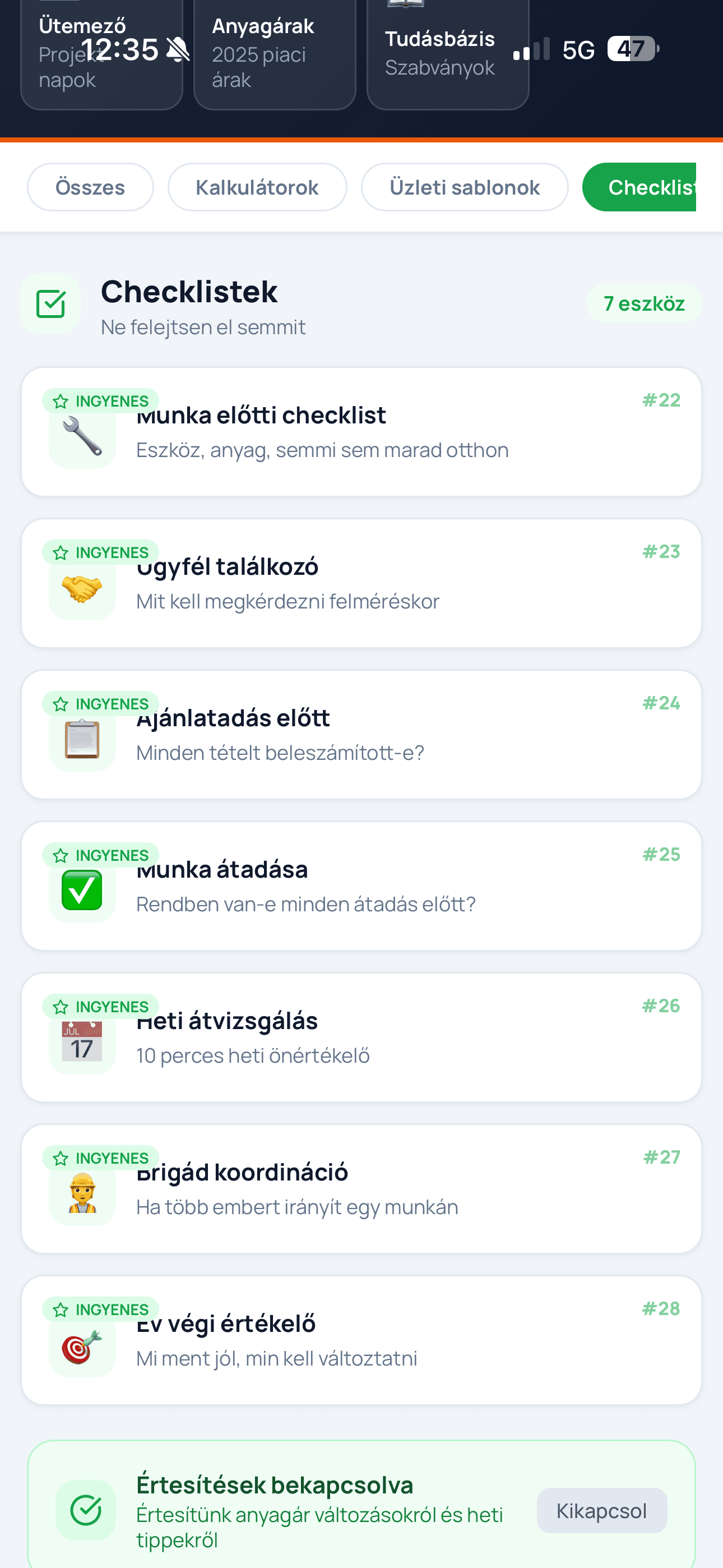 7 Szakmai Checklist